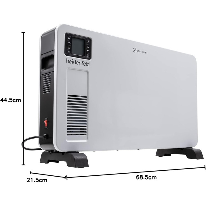 Електричний конвекторний обігрівач Heidenfeld EK100 3-позиційний обігрівач - 2300 Вт - Дистанційне керування - Радіатор - Електричний обігрівач - Окремостоячий обігрівач - Настінний обігрівач - Настінний конвектор - До 40 м