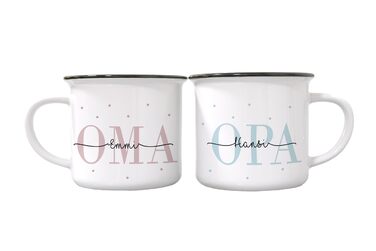 Персоналізований набір із 2 чашок Бабуся Дідусь Кераміка Ідея подарунка для бабусі й дідуся Оголошення про вагітність (Бабуся Дідусь Емальований вигляд)