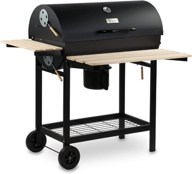 Візок для вугілля BBQ-Toro з кришкою Ø 80 x (L) 42 см Візок для вугілля преміум-класу мобільний, вкл. термометр, підставка для під