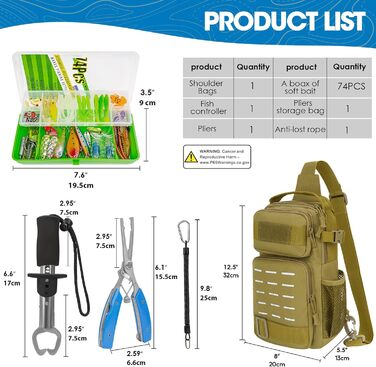 Набір рибальських сумок THKFISH із 79 предметів, водонепроникний рибальський рюкзак з коробками, рибальська сумка для риболовлі, включаючи рибальські плоскогубці, наживку, пристрій для зняття рибальських гачків і губний захват