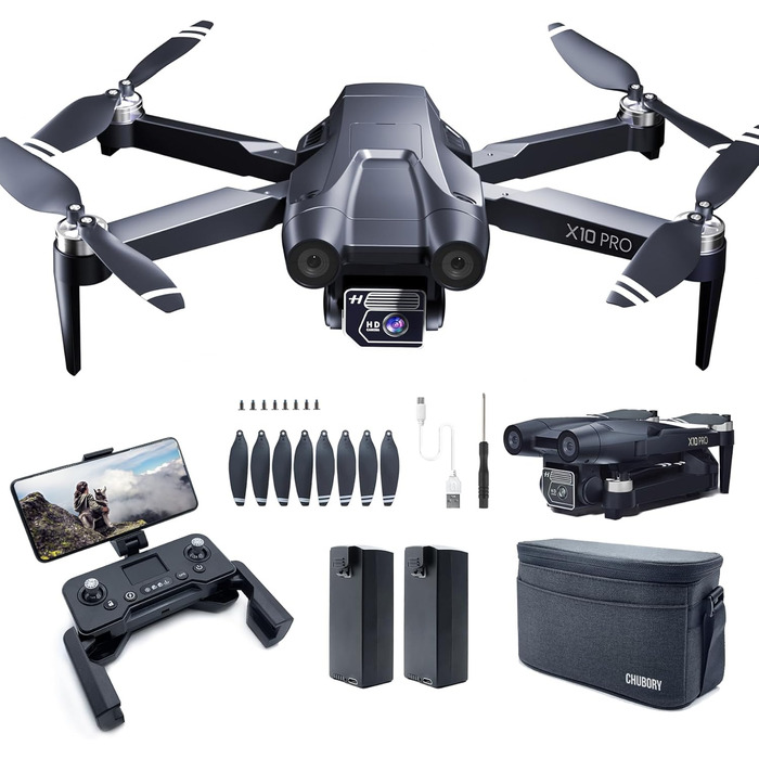 Дрон CHUBORY X10 PRO з камерою для дорослих 4K UHD, час польоту 90 хвилин, дальність керування 1000 метрів, автоматичне повернення