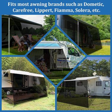 Сонячний тент для автофургона, вітропроникна передня панель 2,44 м x 3,8 м для тенту, універсальний екран для забезпечення конфіденційності з повним комплектом, захист від сонця 86, захист від вітру та дощу