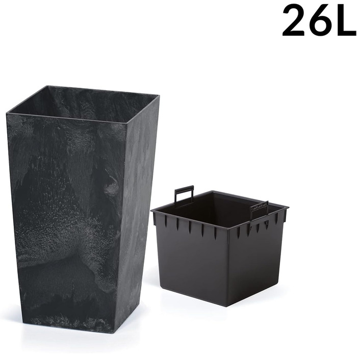 Квітковий горщик Deuba 26 л 50x26,5x26,5 см, імітація бетону, з полицею, для приміщень та вулиці, ящик для квітів, антрацитовий, 26 літрів, антрацитовий