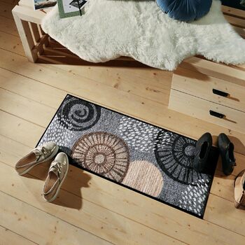 Килимок для дверей Erwin Mller Neuwied, килимок для збору бруду, килимок для очищення, квітковий візерунок, сріблясто-коричневий, розмір 80x150 см - міцний, легко чиститься, нековзний, підходить для теплої підлоги, сріблясто-коричневий, 80 x 150 см (прямо