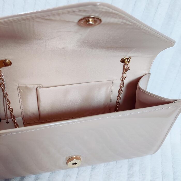 Клатч/Сумочка лакована для нареченої, весілля, вечірки, середнього розміру, колір нюд