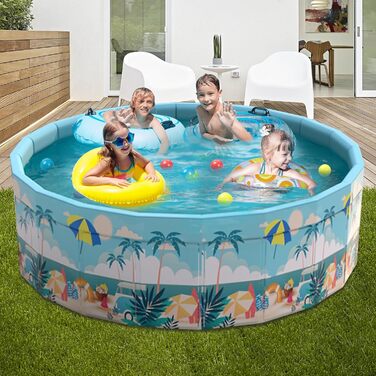 Складаний басейн на рівні землі, ненадувний відкритий басейн для дітей та дорослих, круглий призматичний басейн, 160 см 45 см