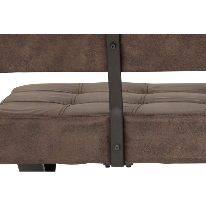 Обідня лавка Donna, зі спинкою, чохол Softex у вінтажному коричневому кольорі, Х-подібний металевий каркас кольору антрацит, 140x693 см Лавка зі спинкою