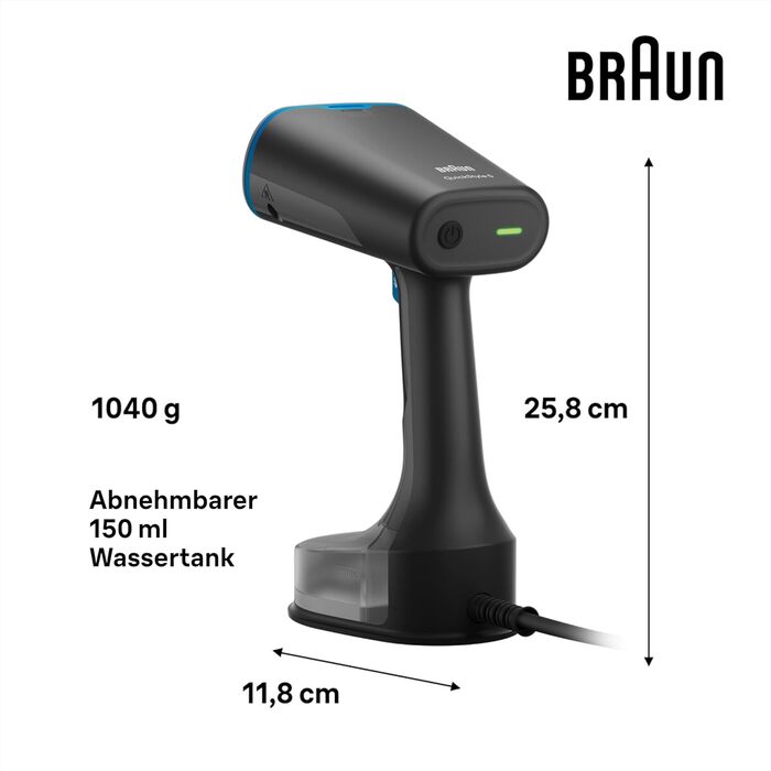 Паровий випрямляч Braun QuickStyle 5 GS5031BL, технологія Dual FreeGlide 3D, технологія FastSteam, відпарювач, пара 25 г / хв, рез