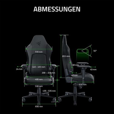 Ігрове крісло з адаптивною поперековою підтримкою (амортизація з піноматеріалу високої щільності, екологічно чиста шкіра EPU без розчинників, 4D підлокітники) Чорний Чорний Iskur V2, 2 -