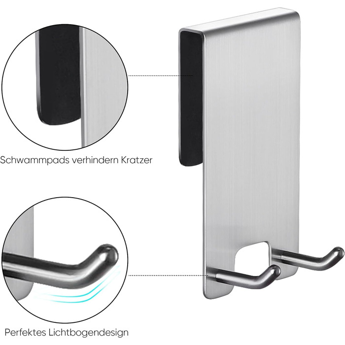 Настінні гачки для душу Kegii - настінні гачки для душу без свердління набір з 2 шт. з гумовим захистом тримач для рушників-скребк