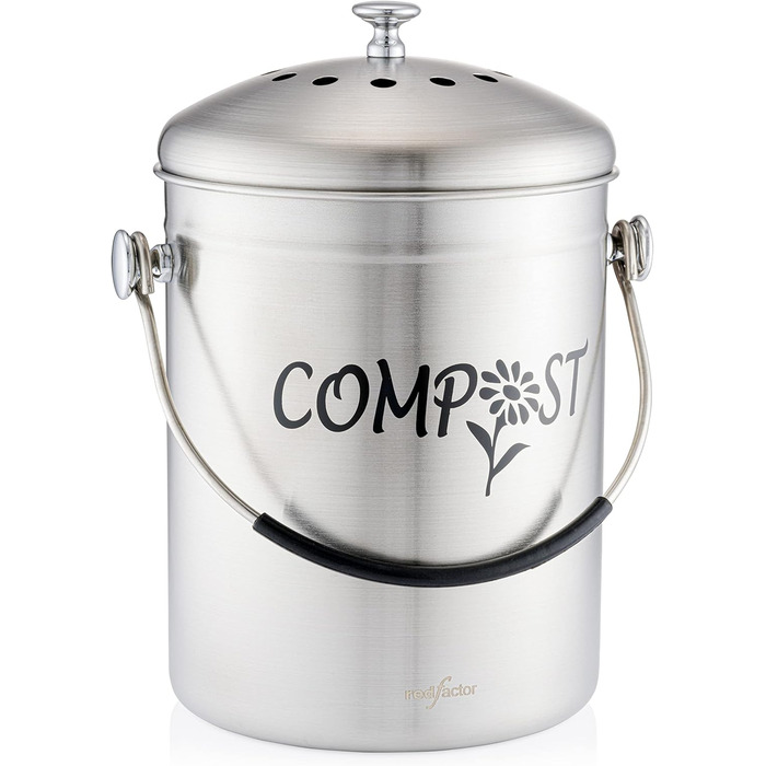 Компостний контейнер для кухні з нержавіючої сталі без запаху - контейнер для органічних відходів - з безкоштовними фільтрами з ак