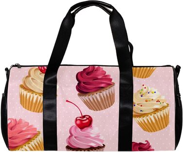 Спортивна сумка, маленька дорожня сумка, сумка для шопінгу та йоги, рожева з принтом Фрукти-Кекси, сумка для фітнесу на відкритому повітрі, сумка-шопер