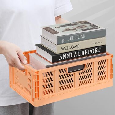 Міцні складні пластикові коробки, розкладні кошики, кошики для зберігання, штабелювані транспортні коробки для кухні, спальні, офісу, рожеві зелені, 4