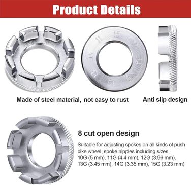 Велосипедний ключ зі сталі, розмір 10-15 Універсальний ключ для центрування коліс велосипеда Ніпельний ключ з важелем для шин велосипеда Ключ для спиць інструменти для велосипеда