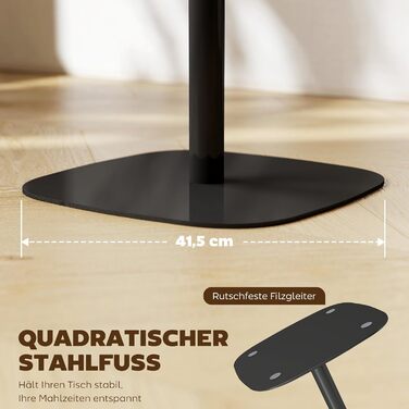 Обідній стіл HOMCOM, сучасний кухонний стіл для 2 осіб, квадратний обідній стіл 60 x 60 см зі сталевим каркасом, для кухні, їдальні, вітальні, натуральне дерево