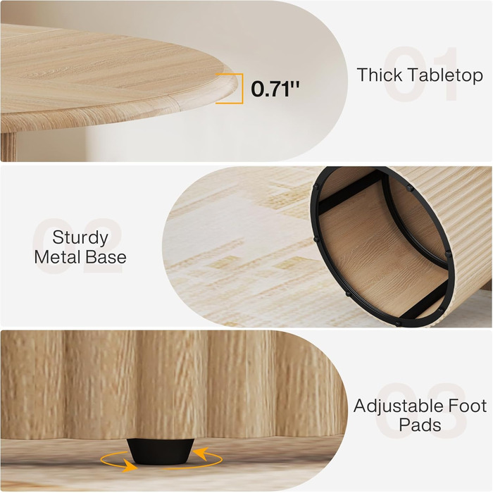 Круглий обідній стіл Tribesigns для 4 осіб, обідній стіл 120 см з металевою основою, круглі сучасні обідні столи, кухонний стіл для їдальні, кухні, вітальні (лише стіл)