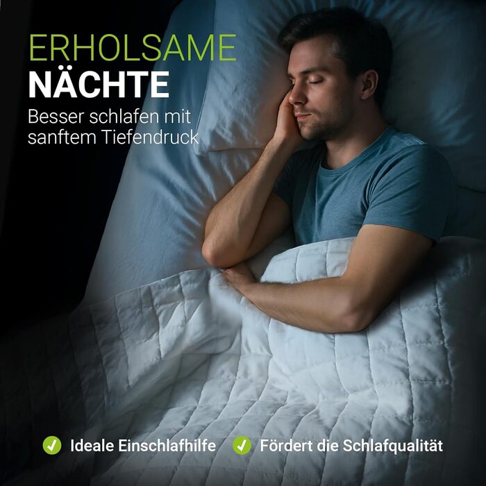 Обтяжена ковдра Juskys 135x200 Антистресова терапевтична ковдра, обтяжена ковдра зі скляними намистинами, бавовна та мікрофібра для людей з проблемами сну 7 кг 135 x 200 см - 7 кг