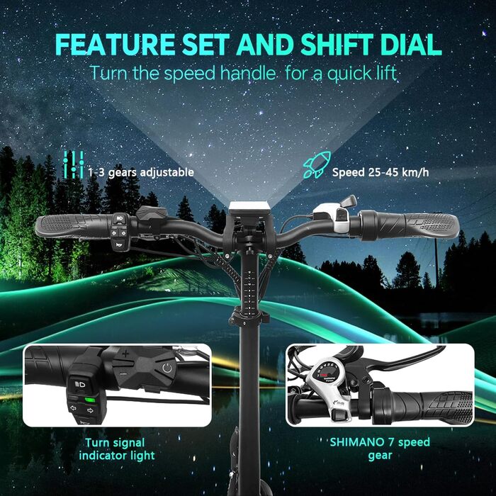 Електричний велосипед AT20 E-Bike Складаний електровелосипед Двигун 250 Вт Знімний акумулятор 48 В 15 Аг (запас ходу 90 км) Амортизаційна вилка 7 швидкостей 20-дюймовий фетбайк синього кольору 20 Аг