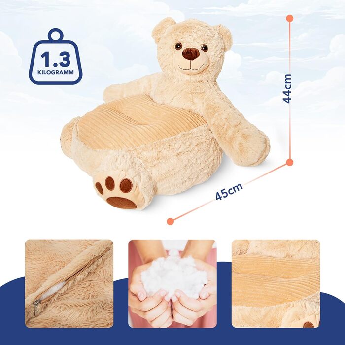 Плюшеве крісло MKS Ведмідь, дитячий диван, м&39який плюшевий ведмедик, диван для малюків, дитяче крісло з підлокітниками, крісло для відпочинку для хлопчиків та дівчаток, диван-крісло для малюків, компаньйон для читання, відпочинку та обіймів