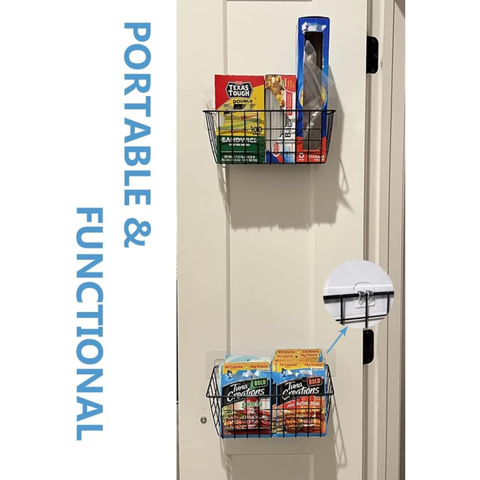 Організатор для дверей шафи MaraFansie, настінні дротяні кошики, підвісний кошик, полиця для шафи та комори, організація та кухня,