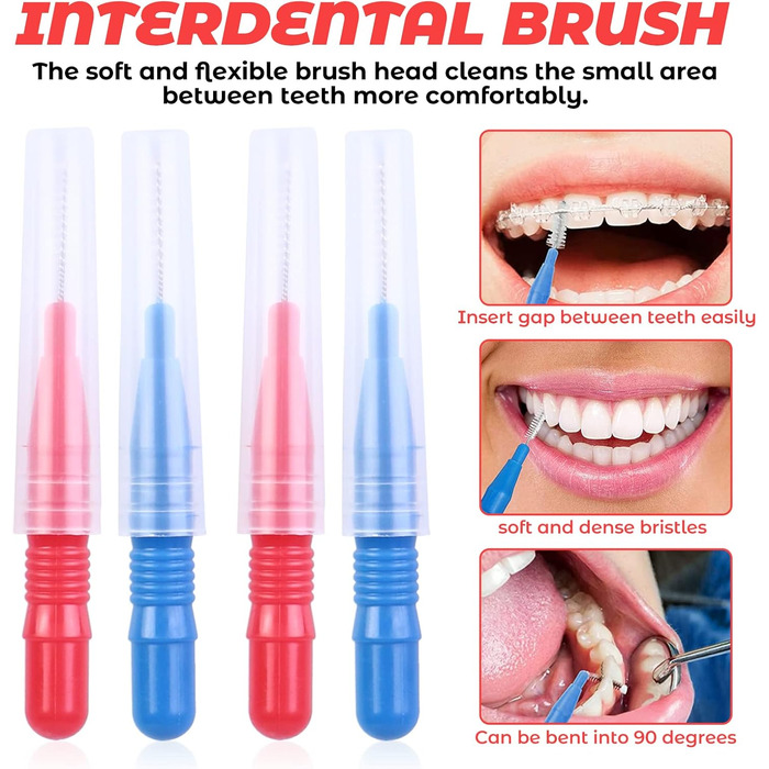 Зубні щітки Interdental Brush Чищення зубів Interdental Spaces Interdental Cleaner Гігієна порожнини рота типу I, зубна щітка для догляду за зубами Міжзубна щітка Флос Stick, 100 шт.