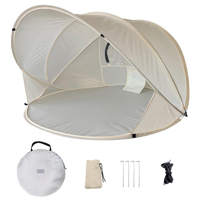 Розкладний пляжний намет, захист від ультрафіолету, легкий всепогодний пляжний намет для саду та пляжу, бежевий