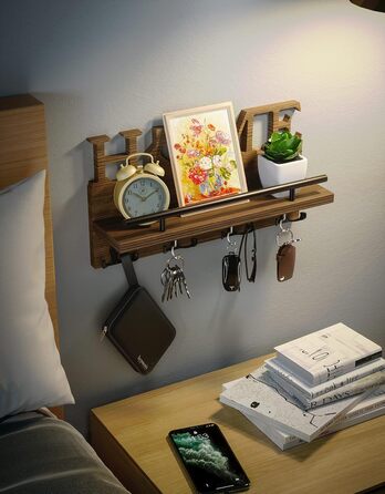 Ключниця - тримач для ключів на стіну з домашнім декором, ключниця з поличкою/настінна поличка з дерева для ключів, органайзер для