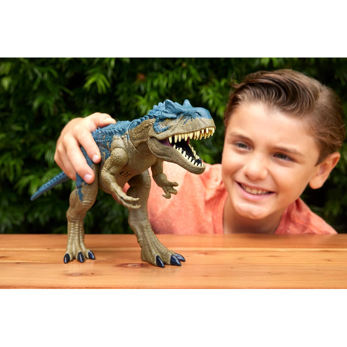 Іграшка-динозавр Mattel Jurassic World Ruthless Rampage Allosaurus, фігурка динозавра з безперервними кусючими атаками, ревучими з