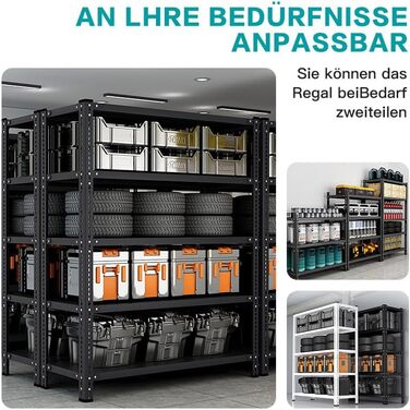 Металевий безригельний стелаж, загальне навантаження 720 кг - 60x30x120 см, 4 полиці (180 кг/полиця) - Чорний 60*30*120*4 Чорний