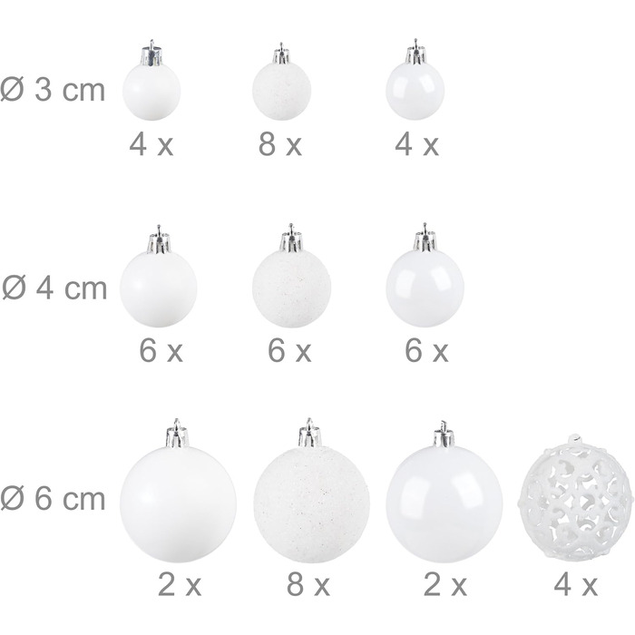 Різдвяні кульки набір з 50 шт білі Relaxdays