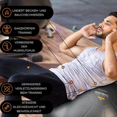 Гімнастичний м&39яч MANTRA SPORTS м&39яч для сидіння з антилопою, балансувальний м&39яч для вагітних та йоги м&39яч для пілатесу для офісу та тренування спини з насосом, чорний, розмір L (для зросту 1,61 м 1,78 м)