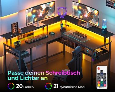 Г-подібний ігровий стіл Rolanstar, 137 x 108 см, метал / дерево, чорний