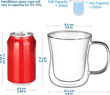 Набір склянок для латте макіато з подвійними стінками Скляні чашки з боросилікатного скла Скляний набір 2 скляних скляних склянок