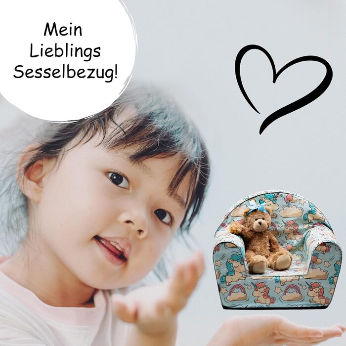 Чохол з пінопласту PinkZebra для дитячих крісел, чохол для крісла, підходить для дитячих крісел розміром 51 x 34 x 42 см, площа сидіння 26 x 26 см, Oeko-Tex Standard 100 (Єдиноріг)