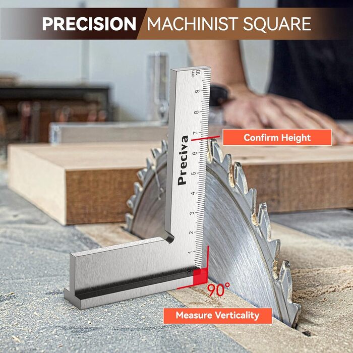 Слюсарний кут, Preciva Кут зупинки 90 100 x 70 мм Столярний кут із вимірювальною шкалою (см) для точної роботи в металоконструкції та майстерні