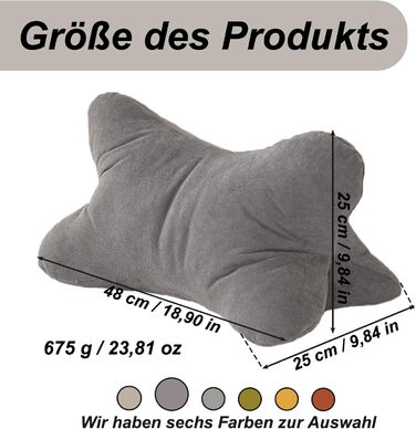 Подушка для шиї, подушка для читання, кістка для читання, валик для шиї, ергономічна форма, кістка для читання, поперекова підтримка, гнучка підтримка для книг, ергономічна подушка для шиї як подушка для читання та релаксації, для спальні (сіра)