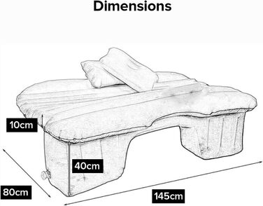 Автомобільний надувний матрац, надувне ліжко, автомобільне ліжко, спальний матрац, з електричним повітряним насосом 12 В і 3 адаптерами, швидке накачування та дефляція (чорний)