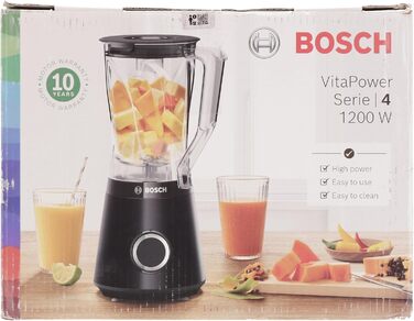 Блендер Bosch VitaPower Series 4 MMB6141B, високоякісні леза з нержавіючої сталі, чаша блендера Tritan на 1,5 л, деталі можна мити