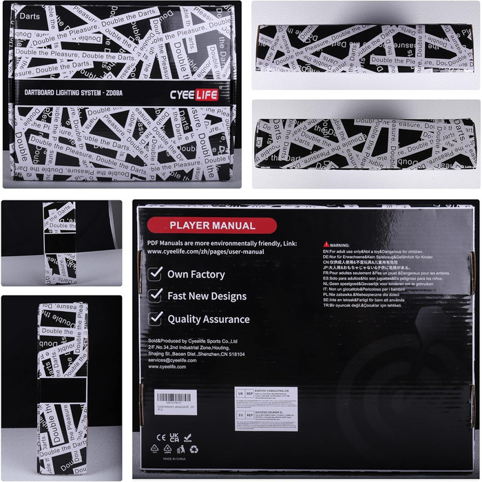 Підсвічування для мішні для дартсу CyeeLife для сталевої мішні, чорне світлодіодне підсвічування мішні для дартсу 360