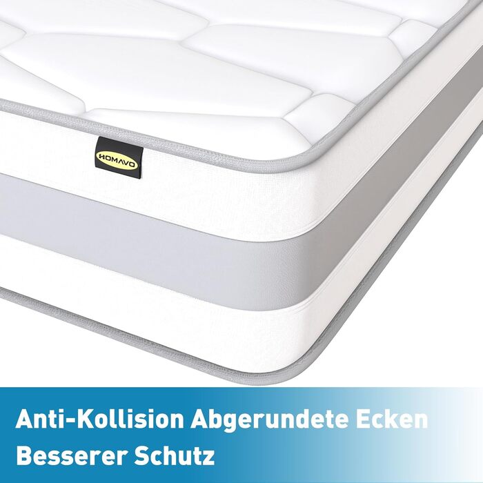 Матрац з пружинною системою Pocket Spring, пружинний матрац, розкішний матрац, 7 зон, H3, високий комфорт, 10 шарів, висота 25 см, 10 шарів