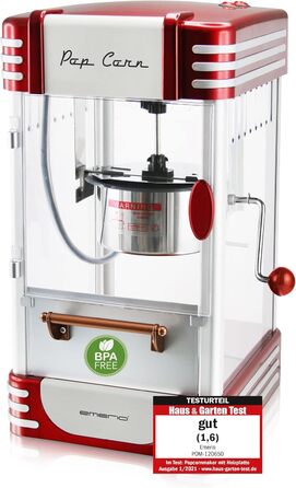 Машина для попкорну Emerio POM-120650, контейнер з антипригарним покриттям, також підходить для солодкого або солоного попкорну, 360 Вт, великий