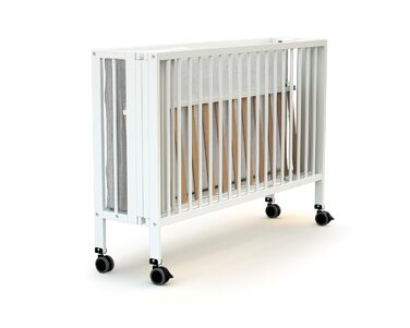 Складане дитяче ліжко 60x120 см Біле Складане дерев&39яне дитяче ліжко на колесах Біле 60 x 120-124,5 x 64,5 x 87,5 см, 4 - PRO ESSENTIEL