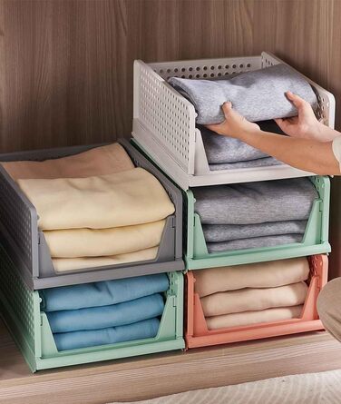 Елементний штабельований складний гардероб для зберігання ящиків шафа-органайзер ящик пластикові ящики для зберігання для дому спальня кухня 4 кольори та білий, 8-