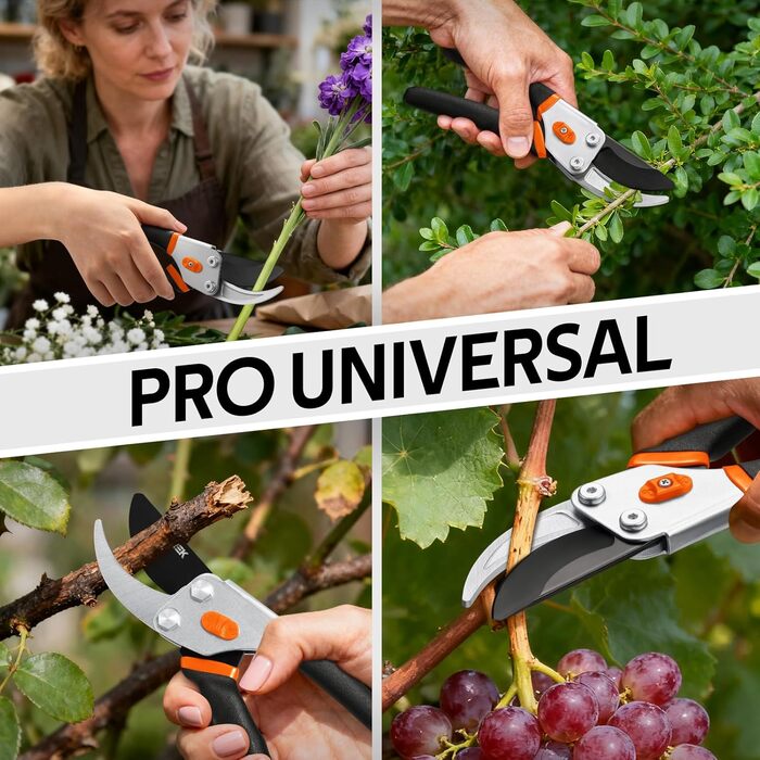 Садові ножиці Bypass 21,5 см з лезом SK5 та герметичною пружиною, як професійні ножиці для троянд, дерев, рослин, таких як ножиці для гілок, для легкого обрізання троянд, гілок, кущів Подарунковий Помаранчевий