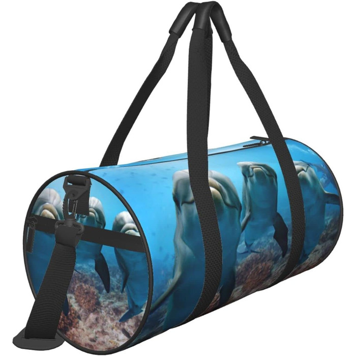 Дорожня сумка-циліндр з морськими тваринами та веселими дельфінами, спортивна сумка для чоловіків та жінок, сумка для подорожей, спортивна сумка