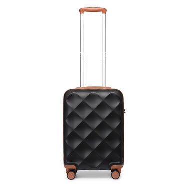 Легка дорожня валіза British Traveller, ручна поклажа, 54x36,5x21,5 см, виготовлена з ABSPC, із замком TSA, 4 колеса, чорно-коричневий колір, розмір S (54 см, 34 л)