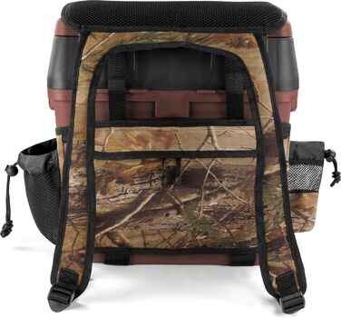 Рибальський ящик-сидіння, ящик для кількох приманок, ящик для сидіння та снастей з системою ременів для перенесення - включаючи 4 пластикові ящики, колір камуфляж-мисливський
