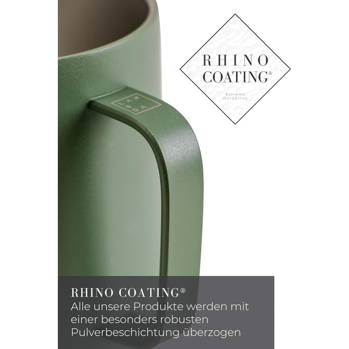 Термокружка LAMBDA COFFEE з нержавіючої сталі 2x360 мл з ручкою Двостінна ізольована кавова кружка Набір кухлів для кемпінгу та використання на природі Термокружка для кави (зелена) Мохово-зелена