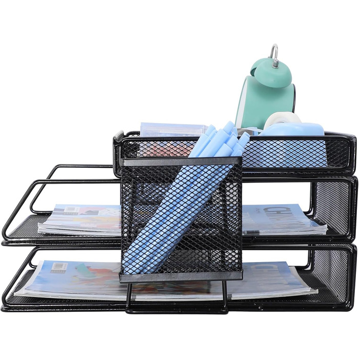 Ярусний лоток для листів, лоток для документів на робочому столі, лоток для паперу, органайзер для робочого столу, лоток для паперу, папка для документів, A4, тримач для документів для дому, офісу, школи 34,5 x 25,5 x 16,9 см, 2-