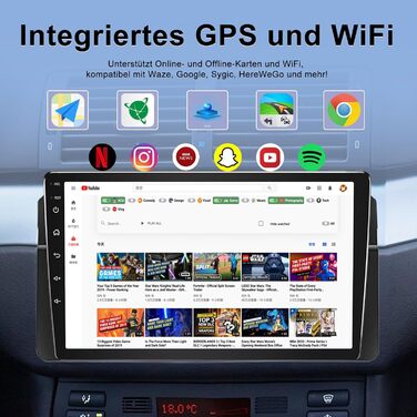 Автомобільне радіо Android 464 ГБ для BMW 3 серії E46 1999-2005 з бездротовим Carplay Android Auto 9-дюймовий GPS-навігатор для автомобіля BMW E46 Радіо Bluetooth WiFi DSP SWC